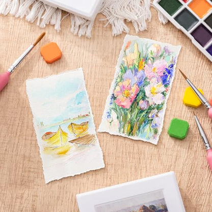 Prudiut 50 Sheets Deckled Edge Paper 2 x 3.5 inch, 160 GSM Handmade Rough/Textured Watercolor Paper for Wedding Invitations, Cards, Crafts - size: 2 x 3.5inch