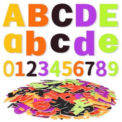 Breling 310 Pieces Felt Letter Bulletin Board Letters Sticker with Number 2" Bulk Self Adhesive ABC Upper Lowercase Sticky Letter for Xmas Gift Bulletin Board Classroom (Halloween Color) - color: Halloween Color