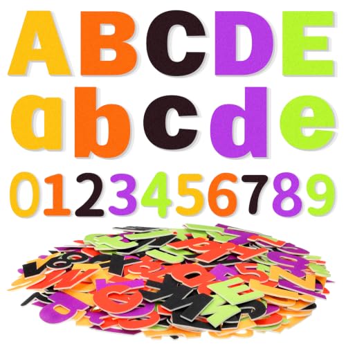 Breling 310 Pieces Felt Letter Bulletin Board Letters Sticker with Number 2" Bulk Self Adhesive ABC Upper Lowercase Sticky Letter for Xmas Gift Bulletin Board Classroom (Halloween Color) - color: Halloween Color