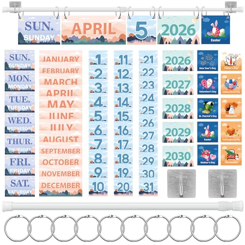 MotiMind 65 Pcs 2026 Moving Mountains Flip Calendar Bulletin Board Set Flip Calendar with Adjustable Holder Colorful Classroom Decor Include 65 Date Card for Back to School Home Decor Supplies - style: Moving Mountains