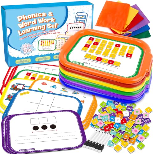 Phonics Magnetic Letter Tiles,6 Set Magnetic Letter Trays Word Work Study in Groups,Phonics Manipulatives Magnets for Kids Teaching Tiles,Phonemic Awareness,Science of Reading Classroom Must Haves