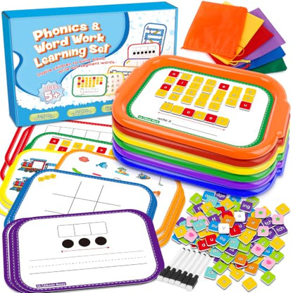 Phonics Magnetic Letter Tiles,6 Set Magnetic Letter Trays Word Work Study in Groups,Phonics Manipulatives Magnets for Kids Teaching Tiles,Phonemic Awareness,Science of Reading Classroom Must Haves