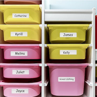 80 Pack Adhesive Pockets 1x4 Inch Labels for Storage Bins Clear Plastic Index Card Holder, Label Holder with Top Open for Loading Tote Labels for Organizing Bins Box Drawer, Contains 80 Index Card