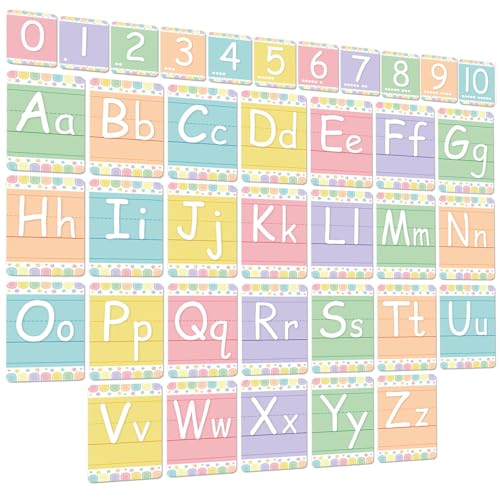 Adduster Bulletin Board Letters - ABC Alphabet Poster Classroom Decorating Set Toddler English Poster Kindergarten Elementary Classroom Nursery Home Wall Decoration（Soft Tones） - color: Soft Tones