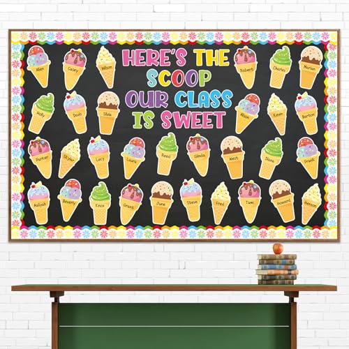36 Pcs Ice Cream Cutouts for Cool Summer Bulletin Board Classroom Birthday Party Home Office Wall Decoration (Ice Cream)