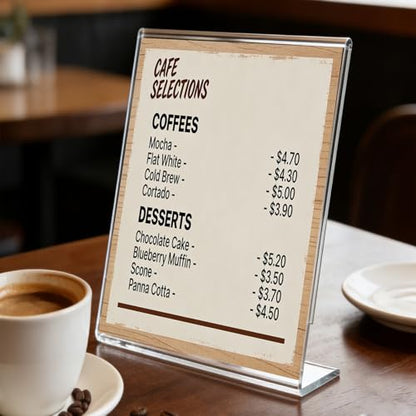 Acrylic Sign Stand Holders - 8.5 x 11 Clear Plastic Table Paper Display Stand, Suit for Displaying Posters, Picture, Flyers, Menu - 10 Pack - style: 10 pack