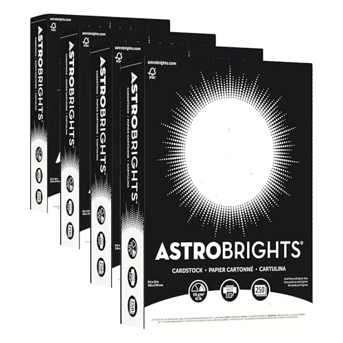 Astrobrights® Card Stock,Stardust White,Letter (8.5" x 11"),65 Lb,250 Count (Pack of 4) - size: 65lb Colored Cardstock (Pack of 4)