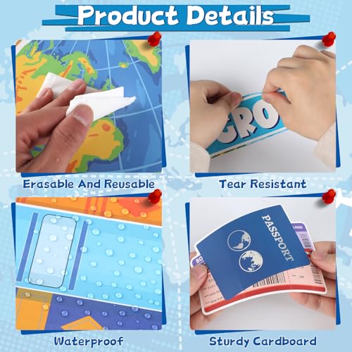 Reading Travel Bulletin Board Decorations Set Blue Reading is an Adventure Bulletin Board Classroom Decorations Motivational Signpost Paper Cutouts for Back to School Library Chalkboard Wall Decor - style: Blue Travel