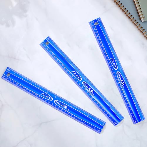 It's Academic Flexi Rulers, 12-inch Flexible Non-Breakable Ruler, 12-Pack, Blue