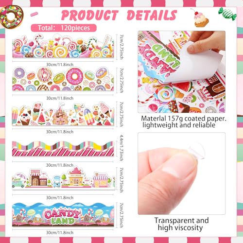 Containlol 118 ft Borders for Bulletin Board Decoration, Candyland Bulletin Board Borders Cute Scalloped Trim for School Classroom Whiteboard Chalkboard Birthday Decor - style: Candy Land Style