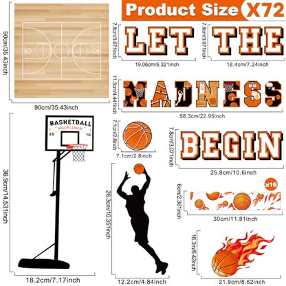 gisgfim Basketball Bulletin Board Decoration Set with Background Paper & Borders Cutouts Let The Madness Basketball Sport Bulletin Board Decor for Classroom School Game Craft Supplies(Basketball) - style: Let The Madness Basketball