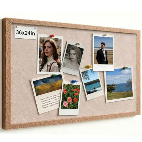 Extra Large Felt Pin Board 36" x 24" for Wall, Includes 30ct Push Pins, Deep Camel Framed Bulletin Board, Soft Felt Cork Board for Office Planning, Photo Display & Home Decor - Deep Camel - color: Deep Camel, size: 24" x 36"