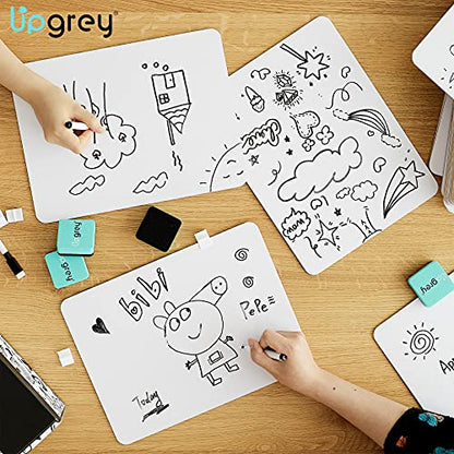 Dry Erase Lapboards 32 Pack, Double-Sided Small White Board for Classroom Student, 9"x12" Portable Dry Erase Board Bulk, Mini Whiteboard with 36 Pens, 36 Erasers & 36 Pen Holders, for Teacher Supplies