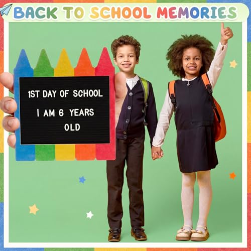 Crayon Shaped Changeable Felt Letter Board with Letters Back to School Supplies 13 x 11 Message Board First Day Last Day Sign Decor Wooden Photo Prop Centerpiece - style: Crayon