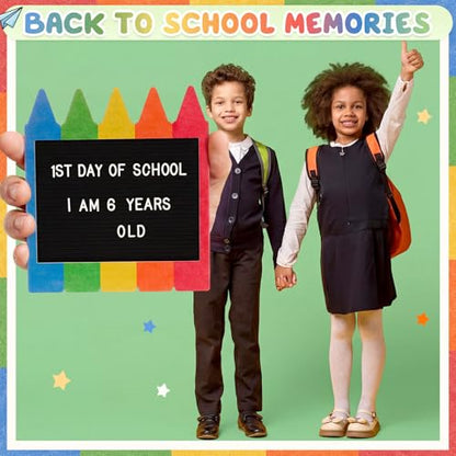Crayon Shaped Changeable Felt Letter Board with Letters Back to School Supplies 13 x 11 Message Board First Day Last Day Sign Decor Wooden Photo Prop Centerpiece - style: Crayon