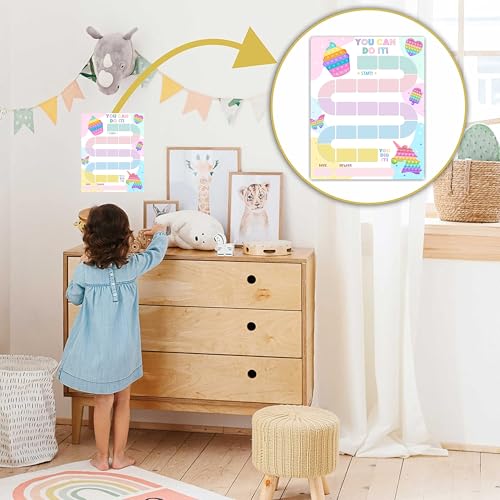 Pop It Theme Reward Chart for Kids, 20 Behavior Charts with 432 Stickers, Responsibility & Incentive Chart for Toddlers, Kids and Teens – A07 - style: Pop It Reward Chart