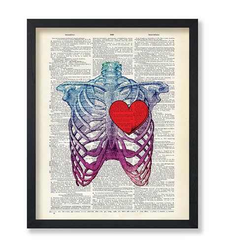 Poster Master Blue Pink Ribcage Print - Skeleton Poster - Dictionary Art - Romantic Gift for Men, Women, Nurse, Doctor - Wall Decor for Clinic, Bedroom - 8x10 UNFRAMED Wall Art - color: Style-11, size: 8"L x 10"W