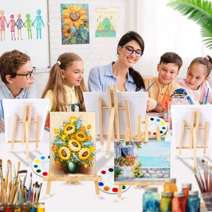 16 Pack 15 Inch Wood Easels, Easel Stand for Painting Canvases, Art, and Crafts, Tripod, Painting Party Easel, Kids Student Tabletop Easels for Painting, Portable Canvas Photo Picture Sign Holder - style: 15"-16p