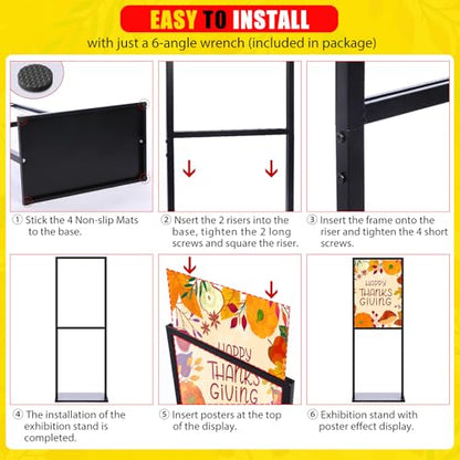 Blulu 2 Pack Poster Stands for Display 24x32in Heavy Duty Sign Stand Slide-in Banner Sign Holder up to 9.47 Lbs Double Side Poster Holder with Non-slip Mats for Business Store Display
