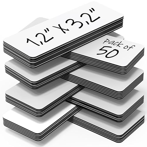 50 Pack Dry Erase Magnetic Labels 3.2x1.2 in - Magnetic Name Tags for Classroom Lockers School Bus - Classroom Magnets for Names Magnet Labels for Whiteboard Magnet Name Plates for Classrooms Blanked - color: 50 White, size: 3.2"x1.2"