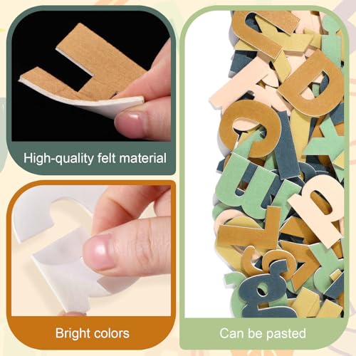 Breling 310 Pieces Felt Letter Bulletin Board Letters Sticker with Number 2" Bulk Self Adhesive ABC Upper Lowercase Sticky Letter for Xmas Gift Bulletin Board Classroom(Light Color) - color: Light Color