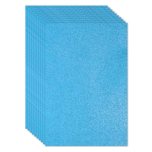 PATIKIL 2mm(1/10") Thick Adhesive Glitter Foam Sheet 16x24inch(40x60cm) Light Blue, EVA Shiny Foam Board for Craft, 6 Pcs - color: Light Blue