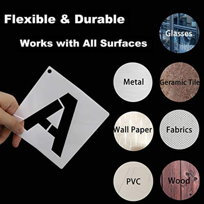 1 Inch Letter Stencils Kit, Alphabet Art Craft Stencils, Reusable Plastic Letters and Numbers Stencil Set for Wood, Wall, Fabric, Rock, Chalkboard, Signage and DIY Art Projects (White, 36 Pcs) - size: Font Sizes:1 Inch
