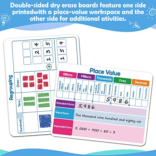 Dry Erase Place Value Whiteboard,9" x 12" Double Sided Dry Erase Boards for Kids for Teaching Place Values from Billions to Decimal Numbers,Math Manipulatives White Board for Students - style: Place Value