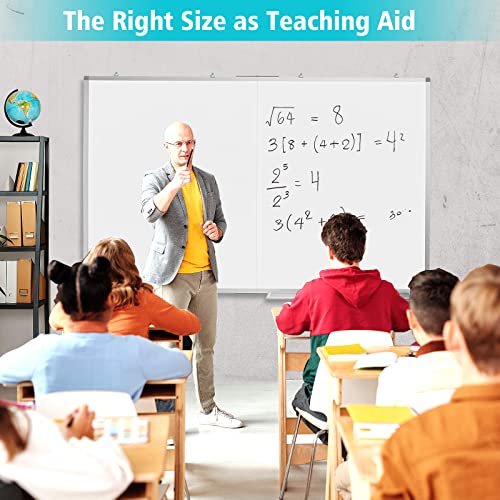 White Board Dry Erase 60x40, Large Magnetic Whiteboard Maxtek Dry Erase Boards for Wall, Aluminum Presentation Wall-Mounted Marker Board with a Long Pen Tray for School, Classroom, Office & Home - size: 60"W x 40"H, style: Style B