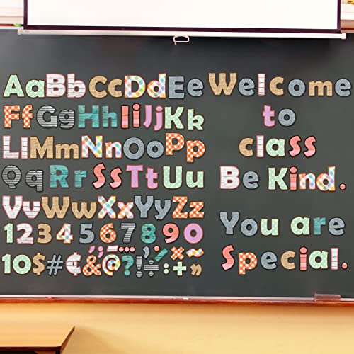 260pcs Letters Combo Pack Set Wood Grain Classroom Decorations Alphabet Letters Numbers Bulletin Board Block Accents Cutouts for Students Kids - style: Wood