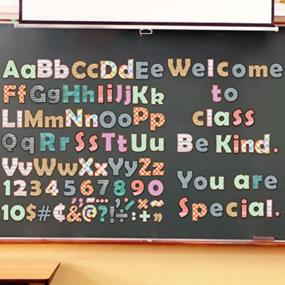 260pcs Letters Combo Pack Set Wood Grain Classroom Decorations Alphabet Letters Numbers Bulletin Board Block Accents Cutouts for Students Kids - style: Wood
