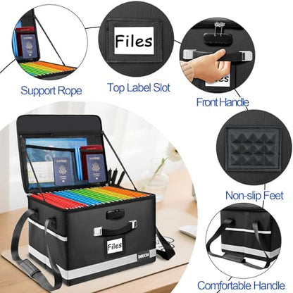 Upgraded Fireproof File Box with Stay-Open Straps, Fireproof Document Box with Lock, Portable File Organizer Filing Cabinet with Handles for Hanging Letter/Legal Folder, 15.5" x 12.3" x 10.5" - size: 15.5" x 12.3" x 10.5", style: Black 1 Pack-3300°F Box w