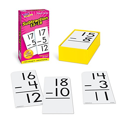 Trend Enterprises: Subtraction 13-18 Skill Drill Flash Cards, Exciting Way for Everyone to Learn, Self-Checking Design, Great for Skill Building and Test Prep, 99 Cards Included, Ages 6 and Up
