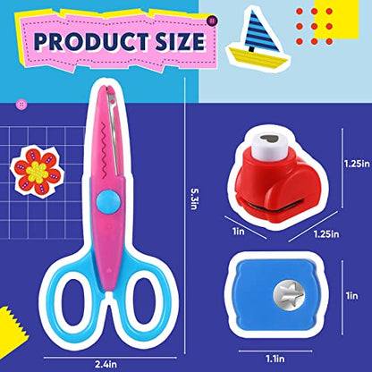 Gueevin 22 Pcs Craft Scissors Decorative Edge and Hole Punch Shapes Craft Set, Including 12 Paper Edge Scissors, 10 Pattern Paper Punch for DIY Art, Kids Adults, Card Making, School Supplies