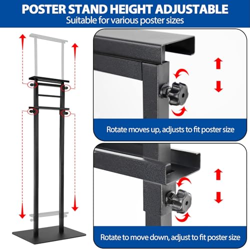 Pedestal Poster Sign Stand for Double Sided Display, Adjustable Poster Board Stand Height Up to 80", Heavy Duty Floor Standing Sign Holder for Board, Foam, Banner Display Stand, Black 1Pack - size: 1 Pack Poster Stand