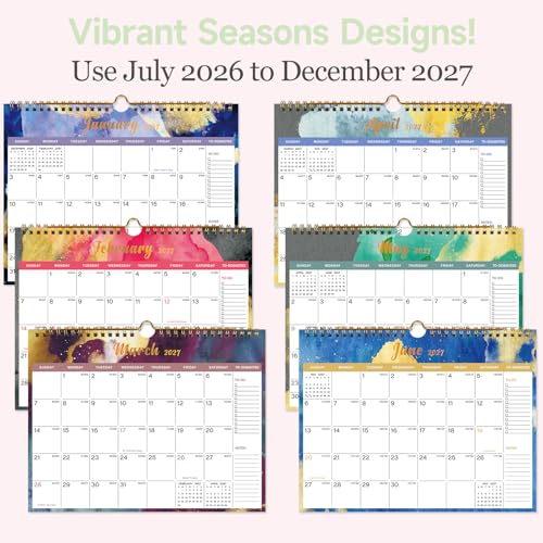 Lbylyhxc 2026-2027 Calendar - Includes July 2026 to December 2027-18 Monthly Wall Calendar 2026 - 2027, 11 x 8.5 Inches.Thick Paper with Julian Dates and Block for New Year and Christmas Presents (Calendar 2026-2027 Inks) - color: Calendar 2026-2027 Inks