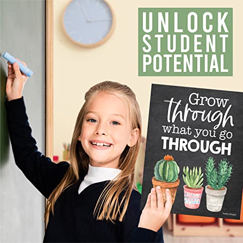Hadley Designs 4 Cactus Pre K Learning Posters For Toddlers 1-3 - ABC Posters, 9 Classroom Decor, Classroom Motivational Posters, Solar System Poster For Kids Maps, Classroom Rules