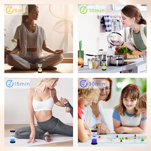 Shindel Sand Timers, 6PCS Colorful Hourglass Sandglass Timer 1/3/5/10/15/30 Minutes Sand Clock Timer for Kids Games Classroom Kitchen Cooking Office (Pack of 2) - size: Medium (Pack of 2)