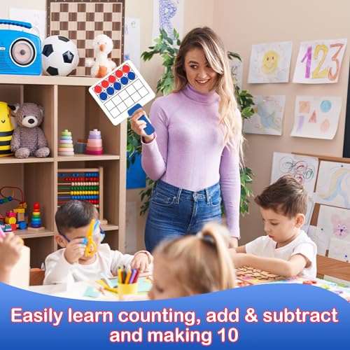 Kasfalci Magnetic Ten-Frame Set,Math Manipulative Games for Kids Toddlers,5 Dry Erase Paddles & 150 Math Counters,Addition & Subtraction Game,Counting Toys,Kindergarten Preschool Classroom Must Haves