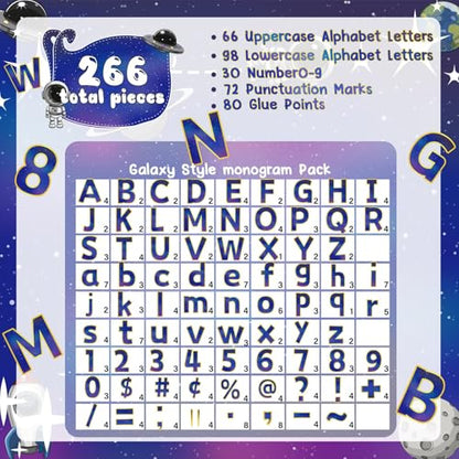 266 Pcs Letters Combo Pack Set Bulletin Board Letters Thanksgiving Fall Letters and Number Accents Bulletin Board Display Home Decor - style: Galaxy