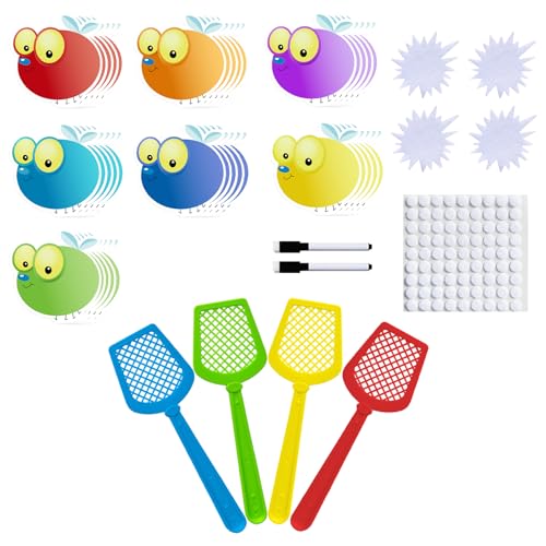 Sight Word Fly Swatting Games 35 Pcs Dry Erase Fly Cards 4 Fly Swatters Quick Response Sight Word Games Learning Activity DIY Teaching Aids
