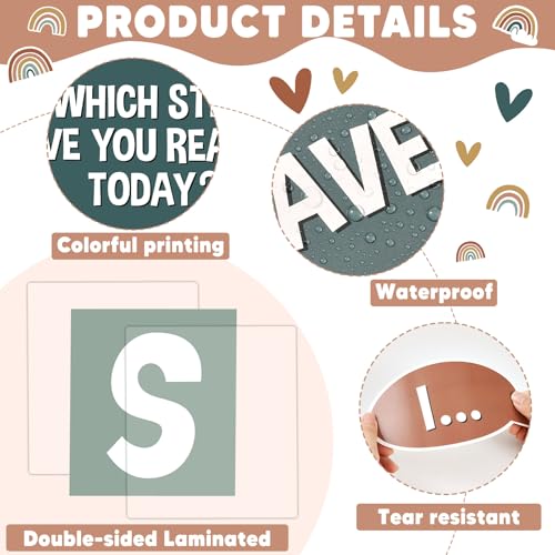 Motivational Bulletin Board Decorations Set Back to School Positive Classroom Decor Steps of Success Paper Cutouts Educational Sayings Accents for School Door Wall Chalkboard Decor Supplies (Boho) - style: Boho