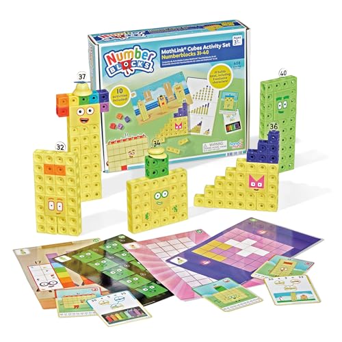 hand2mind Numberblocks 31-40 MathLink Cubes Activity Set - Learn Numbers & Early Math Skills, Preschool and Kindergarten Learning Activities, Educational Toys for Kids, Counting Math Manipulatives