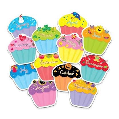 Creative Teaching Press Cupcake Accents for Bulletin Boards & Classrooms, CTP 10” Jumbo Designer Cutouts, 12-Piece Set, Multicolor - color: Multi Color