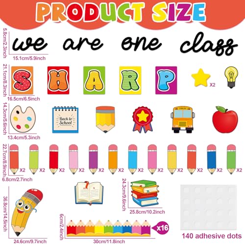 gisgfim Back to School Bulletin Board Decorations We are One Sharp Class First Day of School Classroom Decor Writable Pencil Paper Cutouts Bulletin Board Set for Preschool Elementary Decor Supplies - style: We Are One Sharp Class
