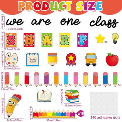 gisgfim Back to School Bulletin Board Decorations We are One Sharp Class First Day of School Classroom Decor Writable Pencil Paper Cutouts Bulletin Board Set for Preschool Elementary Decor Supplies - style: We Are One Sharp Class
