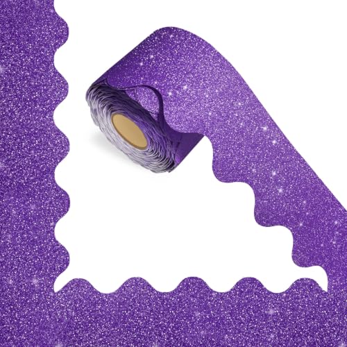 69Feet Bulletin Board Borders, Board Trims Shiny Decorative Border Trims Sparkle,Classroom Decor,Poster Board,Whiteboard,Wall Decoration,Party, Decoration with Classroom Border(Deep Purple) - color: Deep Purple