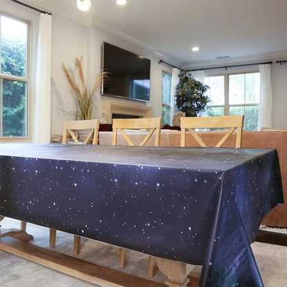 Disposable Tablecloth Roll 54" x 100' with Built-in Cutter Box – Heavy Duty Waterproof, Wrinkle-Resistant Plastic Table Cover – Cut to Size for Rectangle, Round & Oval Tables – Starry Sky - color: Starry Sky
