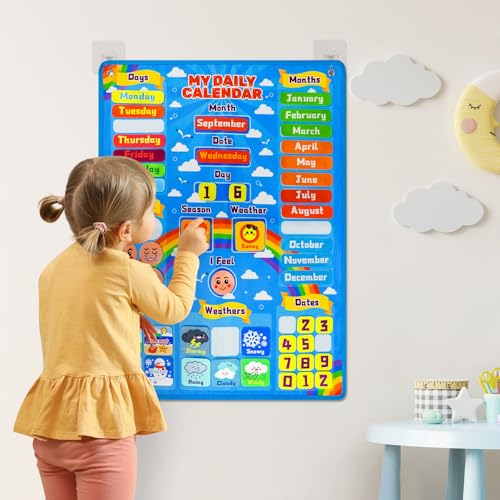 Taika All about Today Chart, My Daily Calendar, Calendar for Kids, Calendar & Weather Felt Chart, Classroom Monthly Chart, Fun Educational Toy, Autism Learning Materials, Classroom Chart for 4 years+ - color: Daily Calendar