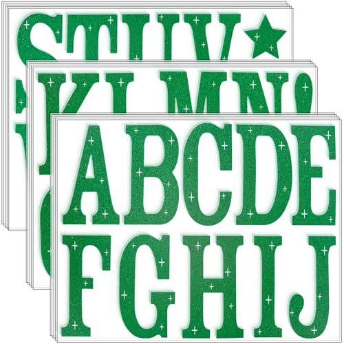 Glitter Bulletin Board Letters 155 Pieces 4 Inch Letter Stickers for Poster Board Stick on Letters for Bulletin Board Display Home School Classroom Decor(Green) - color: Green